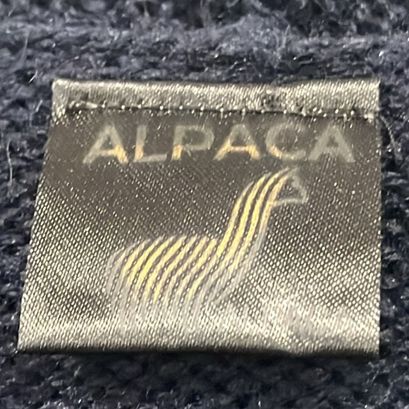 Alpaca Sweater Hoodie Cardigan Zipper Unisex Blue White Large - Picture 7 of 11